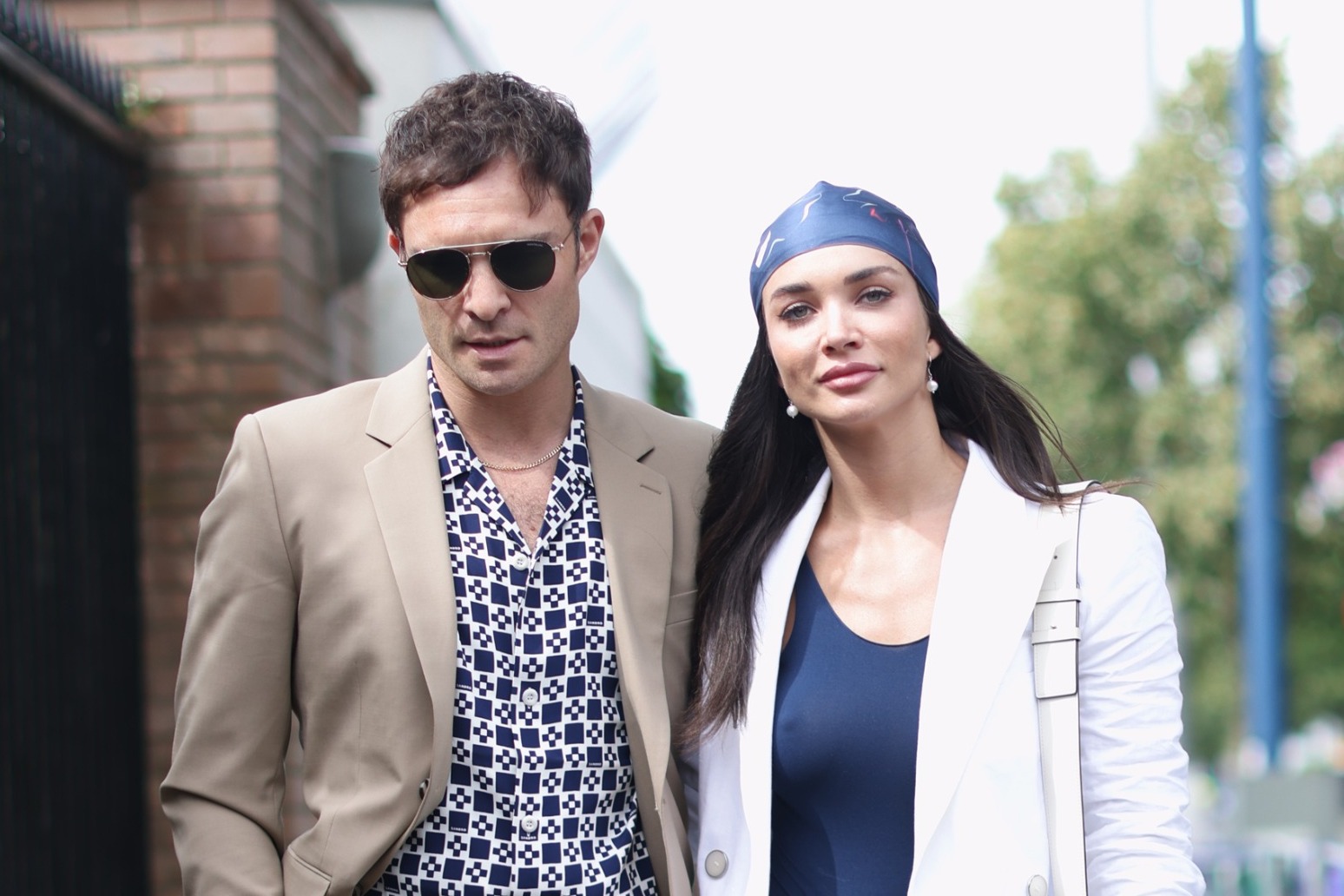 Actors Ed Westwick and Amy Jackson arrive together at Wimbledon 