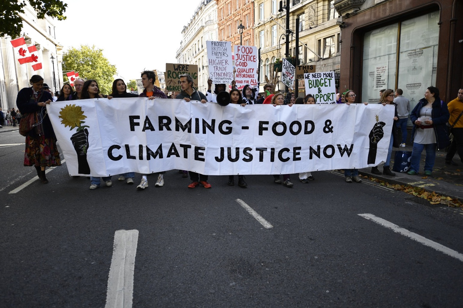 Farm workers and environmental activists march through central London 