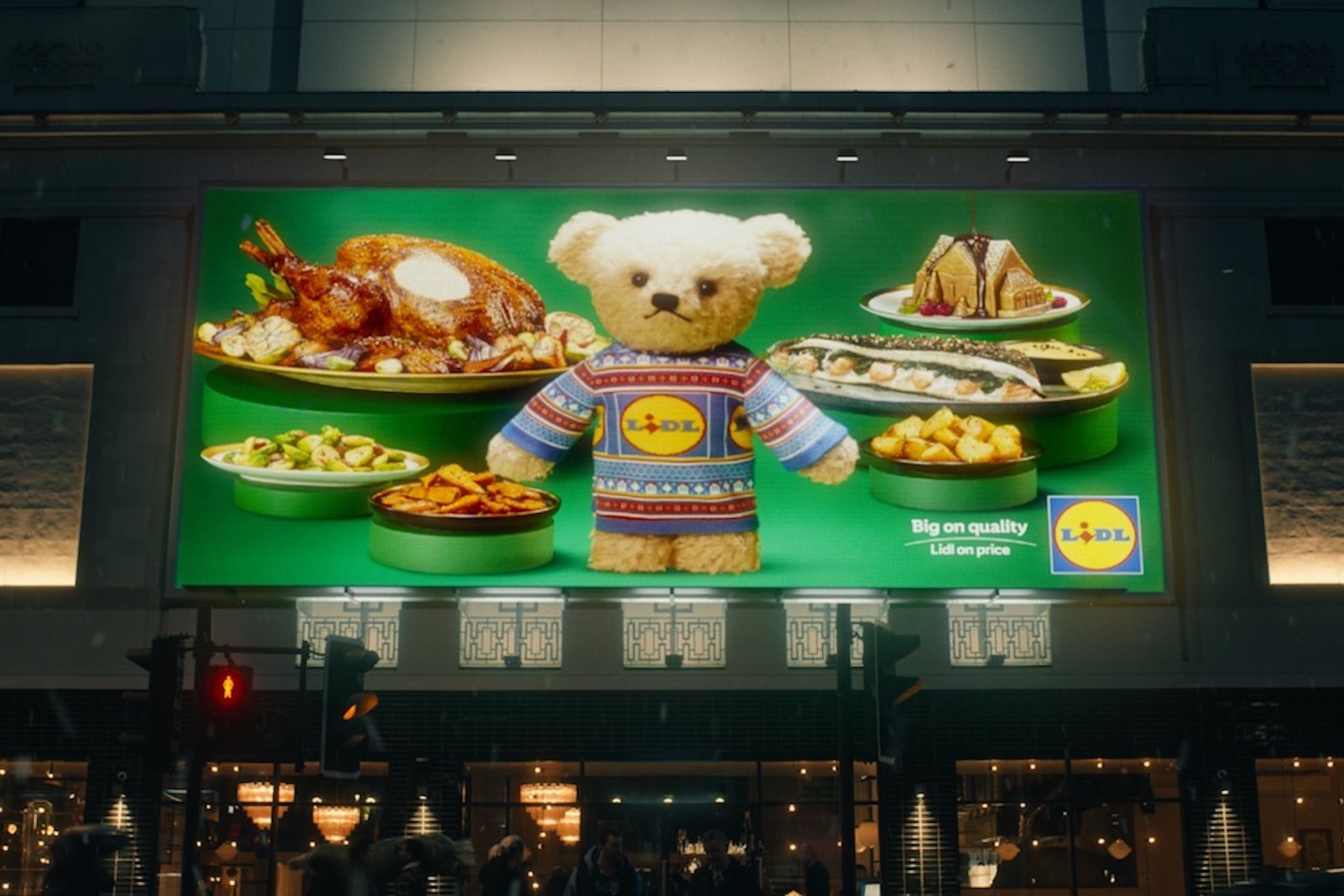 Poker-faced Lidl Bear who finds fame in Christmas ad delivers important message 