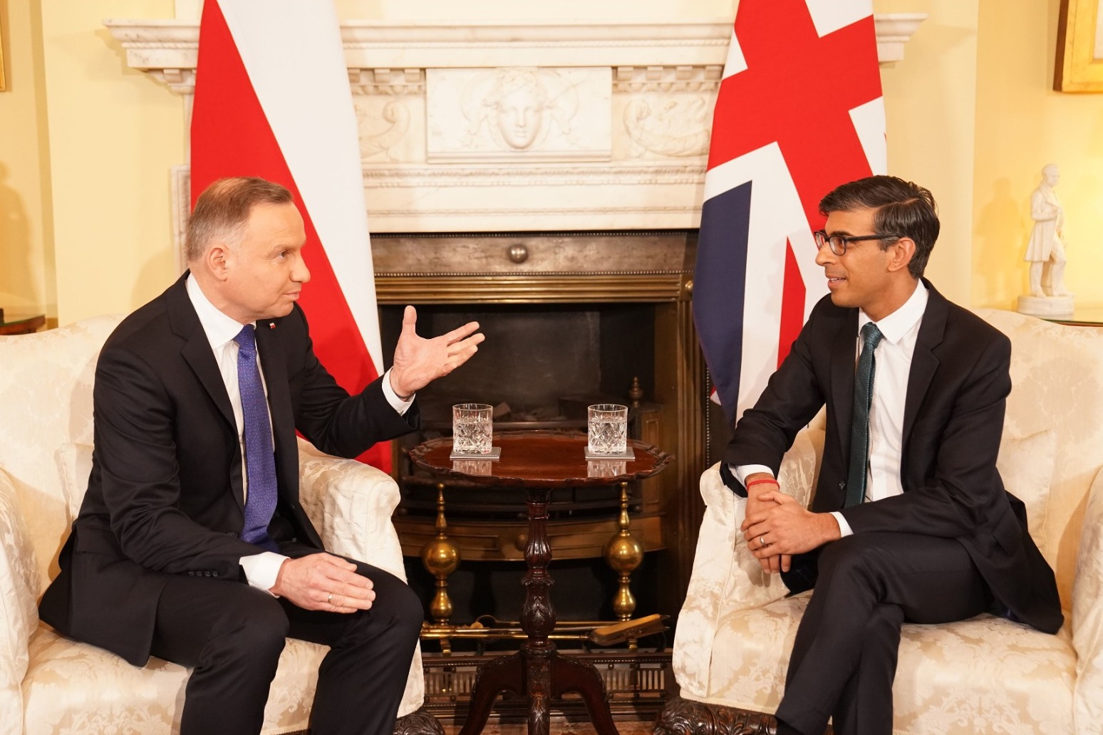Polish president meets Rishi Sunak at Downing Street to discuss Ukraine 
